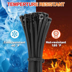 Zip Ties Assorted Size,4+6+8+12+14+18 Inch Double Sided Toothed,100 LBS Tensile Strength Heavy Duty Cable Wire Ties With Self-Locking Adjustable Durable Nylon Tie Wraps for Indoor Outdoor（400 Pack）