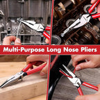 ARROW 8" High Leverage Needle Nose Pliers with Side Cutters, Long Nose Pliers for Gripping, Wire Bending, Cutting