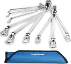 9pcs Double Offset Box End Wrenches Set, Metric Ratcheting Wrench Set, CR-V Steel with Rolling Pouch