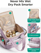 BAGSMART Toiletry Bag for Women with Dual-Padded Handles, Puffy Lightweight Makeup Bag for Makeup Accessories, Brushes Set, Travel-Sized Container, Camel