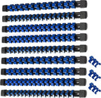 ALOANES 9 PC ABS Socket Organizer, 1/2 inch, 3/8 inch and 1/4 inch Drive Socket Rail Holders, Heavy Duty Socket Racks, Black Rails with Blue Clips