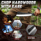 Freelander Japanese Style High Carbon Steel Machete with Red Sandalwood Ergonomic Full Tang Handle and Wood-Leather Sheath — Heavy-Duty Outdoor Tool for Camping, Hiking, Yard Work, and Survival
