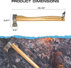 Prandi Axes German C45 Forged Carbon Steel Splitting Maul-Hickory Handle with Leather String - Ideal for Firewood, Splitting, and Chopping - 35.43" L x 8.27" W, 3500g Head 3.015.35.7.CH - No Sheath