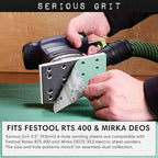 3" x 5" (80mm x 133mm) 14-Hole 400 Grit Sanding Sheets - Fits Festool RTS 400 & Mirka Deos 353 - Heavy-Duty Hook & Loop Film Abrasives - Sandpaper for Sheet Sanders - 50 Pack Box