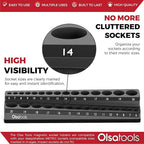 Olsa Tools Magnetic Socket Holder | 3/8-inch Drive | Metric | Black | Holds 30 Sockets | Professional Quality Tools Organizer
