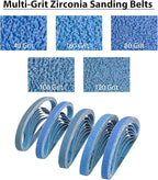 35 Pcs 3/8" x 13" Zirconia Sanding Belts for Metal, 3/8x13 Inch Zirconia Belt Sander Sanding Belts, 7 Each of 40/60/80/100/120 Assorted Grits Sanding Belts for Air Belt Sander