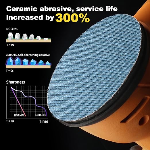5 inch Sanding Discs 220 grit Mesh Disc Ceramic Abrasive Sandpaper Hook and Loop Orbital Sander Pads for Coating Removal,Body Repair, Auto Sanding 30 PCS