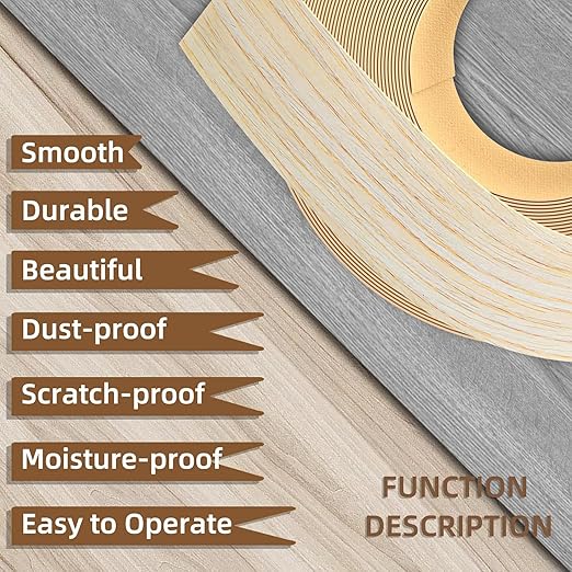 GSCIT Club Oak Edge Banding, 1 inch x 250ft roll of Veneer Plywood Edge Banding Preglued Flexible, Wood Tape Banding for Cabinet Repair