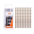 3/16 Inch Cobalt Drill Bits (10pcs), M35 High Speed Steel, 135 Degree Tip, Jobber Length Twist Drill Bit Set for Hard Metal, Stainless Steel, Cast Iron, Wood and Plastic, with Storage Case
