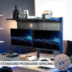 VIVO Steel Triple Clamp 47 x 31 inch Desk Pegboard System with 2 Monitor Mounts and Storage Shelf, Fits up to 32 inch Screens, Office Accessory Organizer, Black, PP-DK48SB