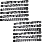 ALOANES 12-PC ABS Socket Organizer, 1/2", "3/8", "1/4" Drives, Heavy Duty Socket Racks, Black Rails with Gray Clips