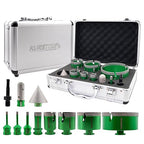 Tile Hole Saw Kit - 9pcs Diamond Core Drill Bits 6/6/8/20/25/35/50/65/100mm+4/5" Milling Finger Bit+2" Beveling Chamfer Bit+SDS Shank to 5/8"-11 thread for Porcelain Ceramic Marble Granite