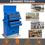 8-Drawer High Capacity Rolling Tool Chest - Wheeled Cabinet with Lockable Drawers - Combo Tool Box for Workshop & Mechanics Garage