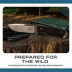 Prandi Cortel Traditional Fixed Blade Knife – Bushcraft Full Tang Survival Knife with Handmade Leather Belt Sheath for Hunting, Camping, Tactical, and Outdoor Field Use – AISI420MoV Steel – 3.076.T