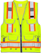 A Reflective Safety Vest For men Class 2 Heavy Woven Two Tone Engineer Hi Viz Safety Vest 3M Tape