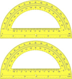 Zonon 2 Pcs 6 Inch Plastic Protractor Math Protractors 180 Degrees Angle Measurement, Translucent for Geometry Classroom Kid Student School Office Supplies(Yellow)