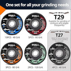 SHALL 24-Pack Flap Disc, 4-1/2" x 7/8", Zirconia Grinding Wheel 40/60/80/120 Grit T29 & 40 Grit T27 Angle Grinder Abrasive Sanding Disc with Etched Grit Number Indication, 80pcs Emery Cloth Per Disc