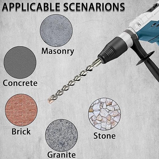 Direko 5-Piece 9/16 inch x 6 Inch SDS Plus Rotary Hammer Drill Bits Carbide Tipped Concert Drill Bits for Concrete, Brick, Cement Walls, Stone, Hammer Drill Bits for Concrete