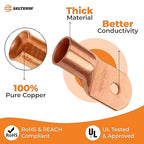 SELTERM 10pcs 250 MCM - 5/16" Stud - Battery Lugs, Heavy Duty Wire Lugs, Ring Terminals, Battery Cable Ends,250 kcmil Terminals, UL Bare Copper Eyelets Electrical Battery Terminal Connectors