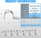 OHLECTRIC Heavy Duty Pipe Strap (20 Pack - 1-1/2 Inch) Zinc-Plated Steel EMT Conduit Clamps - 1 Hole Reinforced Rib Design - Snap-On Installation - Metal Pipe Strap for EMT Conduits