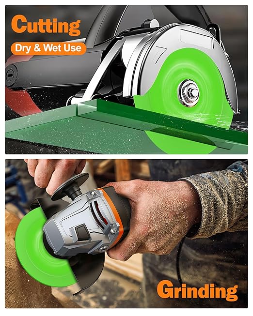 Glass Cutting Disc, Allmake 5pcs Rock Slab Grinding Disc 4.5 Inch for Angle Grinder, Diamond Glass Cutter Saw Blades for Grinding Cutting Bottle Crystal Ceramic Tile, Discos para Cortar Ceramica