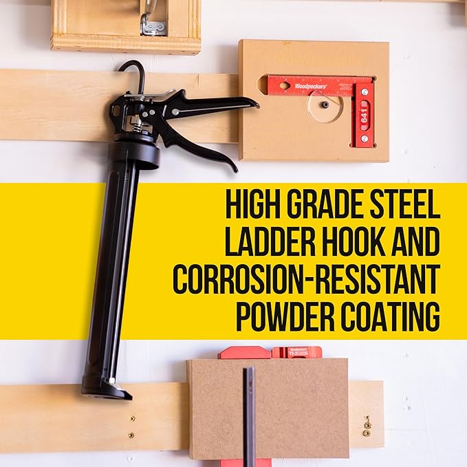 AWF PRO Heavy Duty Caulk Gun, 18:1 Thrust Ratio, Steel Frame Construction, Rotating Barrel, Ladder Hook, Puncture Tool & Dripless Pressure Release Tab (Pack of 1, 10 oz Caulking Gun)