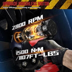 Cordless Impact Wrench 1107Ft-lbs(1500N·m) - 1/2" 21V High Torque Brushless Power Impact Gun with 2x4.0Ah Batteries & 6 Sockets & Fast Charger & Case for Car & Truck & RV & Heavy Duty Use