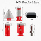 Diamond Core Drill Bit Set - 5pcs (25/35mm+20mm Drilling Milling Bit+50mm Beveling Chamfer Bit+HEX) Diamond Hole Saw Kit for Porcelain Ceramic Tile Marble Granite