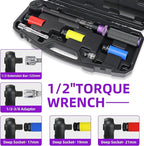 1/2-Inch Drive Click Torque Wrench Set, With Deep Socket, Adaptor, Extension Bar, Dual-Direction Adjustable Reversible Click, Dual Range Scales 10-170FT.LB and 13.6-230.5N.M