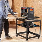 VEVOR Planer Stand, 100 lbs / 45 kg heavy loads, Three-Gear Height Adjustable Thickness Planer Table,with 4 Stable Casters & Storage Space, for most planers, saws, bench-top machines, power tools