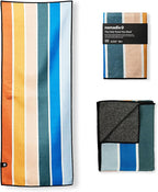 Nomadix Mini Towel - Perfect for Beach, Pool, Travel, Camping, Yoga - Made with Recycled Materials - Super Absorbent - Sand Resistant - Stripes Retro - 16x40