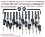 FTG USA Countersink Drill Bit Set for Wood with Tapered Drill Bit - #4 (7/64"), #6 (9/64"), #8 (11/64"), #10 (3/16")