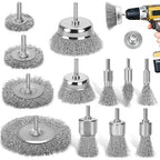 Wire Brush for Drill Set, 12Pcs Cup, Wheel & End Brush Kit with 1/4” Shank, Carbon Steel Drill Brush Attachments for Rust Removal, Stripping, and Abrasive