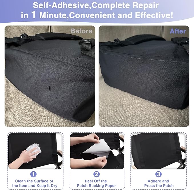 Canvas Repair Patch 9×11 Inch 3Pcs Waterproof Self-Adhesive Fabric Repair Patch for Tents,Boat Cover,Pop Up Canopy,Patio,Bags,Car Seats,Sofas,Furniture Cover(Dark Grey)