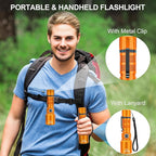 Flashlights High Lumens Rechargeable, Super Bright Long Range Small Powerful Flashlight, 6 Modes LED Tactical Pocket Waterproof Flash Light for Home Emergency (1, Orange)