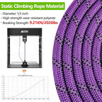 NTR Strong Dog Leash - 15FT Reflective Purple Rope with Swivel Lockable Hook and Padded Handle, Cat & Dog Leash for Small to Large Dogs, Training, Playing, Camping, or Backyard