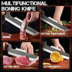 ROCOCO Butcher Meat Cleaver Knife - Boning Knife with Sheath for Kitchen Camping BBQ Birthday Thanksgiving Christmas Gift 8.8"