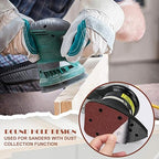 100 Grit Mouse Sander Sandpaper, Jamiikury 5 Hole Detail Sander Sandpaper Palm Sander Paper Mouse Sanding Pads Hook and Loop Sanding Sheets - Pack of 20