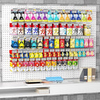 Peg Board, 6PCS Metal Pegboard, Heavy Duty pegboard Wall Organizer with Frame. White pegboard for Walls, Garage, Workbench, Craft Room Tool Organization, Metal peg Board Panels 12in*12in