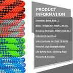 SEAMUS 8mm (5/16in) Prusik Accessory Cord 15M (50ft) UIAA Rock Climbing Rope 14Kn High Tensile Strength Rock Climbing Accessories Cord Double Braid Nylon Cord for Mountain Tree Climbing,Fire Rescue