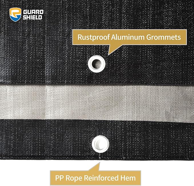 GUARD SHIELD Super Heavy Duty Black/Silver Ploy Tarp Cover 6x8 Feet Waterproof Tarps16mil Thick UV and Tear Resistant Tarpualin