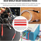 RED WOLF Waterproof Red and Black Heat Shrink Tubing Kit 270PCS, 3:1 Shrinkage Ratio, Adhesive Lined Electrical Cable Harness Heat Shrink Tube Marine Grade for Wire Wrap Connection Insulation