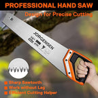 JORGENSEN 15 Inch Pro Hand Saw, 8 TPI Fine-Cut Ergonomic Non-Slip Aluminum Ultrasonic Welding Handle for Sawing, Trimming, Gardening, Woodworking, Drywall, Plastic Pipes