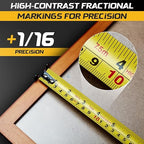 12-Ft Tape Measure with Magnetic Hooks, Fraction Markings, Steel Retractable, Both Side Ruler, Easy to Read Measuring Tape, Shock Absorbent Rubber Case