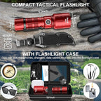 Flashlights High Lumens Rechargeable, Super Bright Long Range Small Powerful Flashlight, 6 Modes LED Tactical Pocket Waterproof Flash Light for Home Emergency (1, Red)