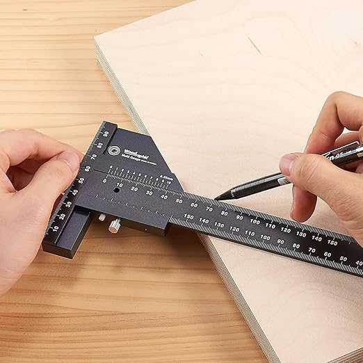 Scriber Gauge – Precision Marking Tool, Measuring Ruler, Layout Square, Thickness Gauge, CNC Aluminum Woodworking Tool for Joinery, Framing, Cabinet, DIY Projects (Old, 300mm)
