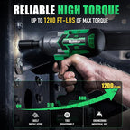 Cordless Impact Wrench 1/2 Inch, High Torque 1200 Ft-lbs Brushless Impact Gun, 20V Power 4.0 Ah Battery, Fast Charger, 5 Pcs Sockets and Tool Box Kit
