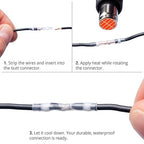Wirefy 150 Pieces Electrical Heat Shrink Solder Terminals - Waterproof Electrical Terminals - Waterproof End to End Connection - White 0.14-0.25mm²