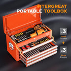 INTERGREAT Tool Chest Cabinet, 5-Drawer Rolling Tool Chest with Detachable Top Tool Box, Tool Chests with Universal Lockable Wheels, Metal Tool Cart for Garage, Workshop, Barbershop(Orange)