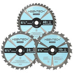 KEENTECH 6-1/2 Inch Woodworking Circular Saw Blade 18T 24T 40T 3-Pack, Tungsten Carbide Tipped, ATAF Grind, 5/8 Inch Arbor Hole